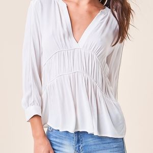 Sugar + L!PS | White Peplum Peasant Blouse